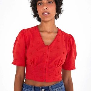 Farm Rio harmonia puff sleeved top in red